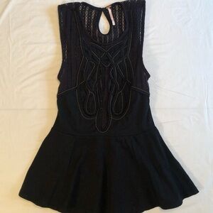 Free People Embellished Swing Peplum Tank Top Size SP